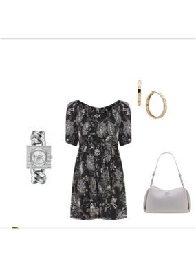Karen Kane In Full Bloom Tiered Dress Black & White With Tie Waist Sz 2x